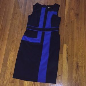 Black and blue color block sleeveless dress
